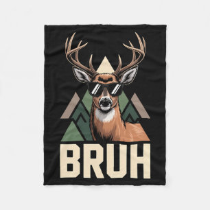 Bruh Deer Funny Deer Hunting Camo Hat Youth Kids S Fleece Blanket