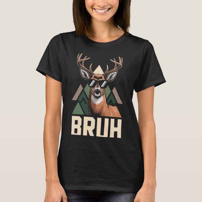 Bruh Deer Funny Deer Hunting Camo Hat Youth Kids S T-Shirt (Front)