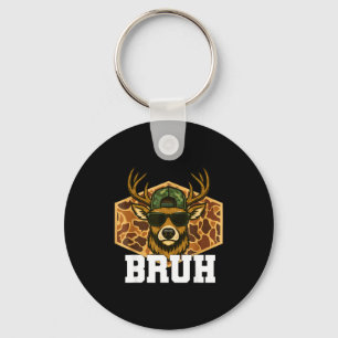 Bruh Deer Funny Deer Hunting Camo Hat Youth Teens  Keychain