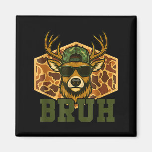 Bruh Deer Funny Deer Hunting Camo Hat Youth Teens  Magnet