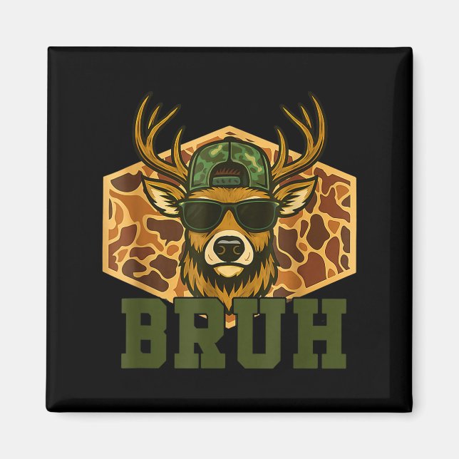 Bruh Deer Funny Deer Hunting Camo Hat Youth Teens  Magnet (Front)