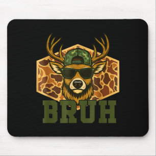 Bruh Deer Funny Deer Hunting Camo Hat Youth Teens  Mouse Pad
