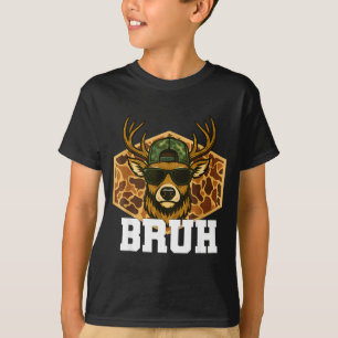 Bruh Deer Funny Deer Hunting Camo Hat Youth Teens T-Shirt