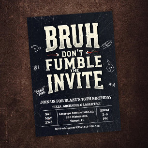 Bruh Don't Fumble the Ball Birthday Invitation