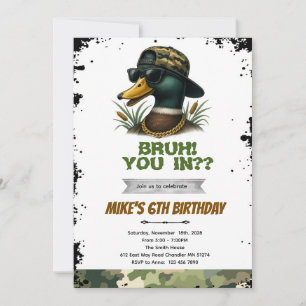 Bruh duck hunting birthday invitation