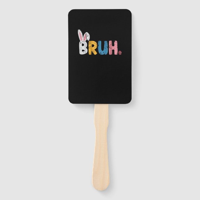 Bruh Easter Bunny Cute Meme For Kids  Hand Fan (Front)