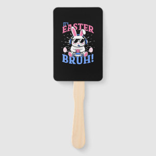 Bruh Easter Bunny Gamer Gaming Video Games Men Boy Hand Fan