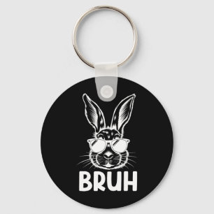Bruh Easter Day Funny Rabbit Bunny Face Gles Easte Keychain