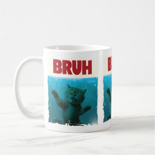 BRUH Funny Cat Grumpy Underwater Kitty Cat Lovers Coffee Mug