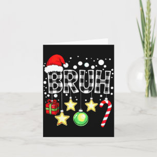 Bruh Funny Christmas Kids Buffalo Plaid Xmas Card