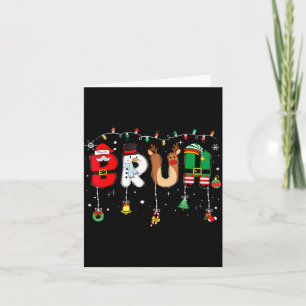 Bruh Funny Christmas Red Plaid Teens Boys Kids Xma Card
