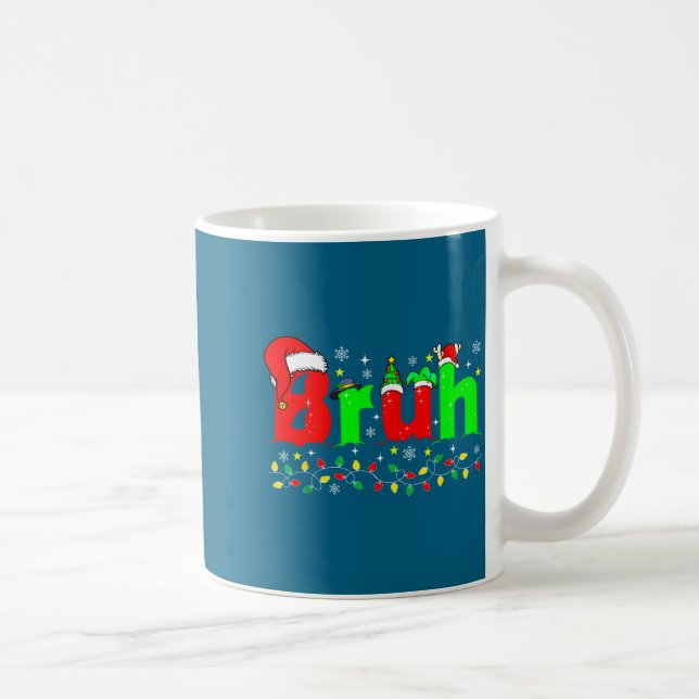 Bruh Funny Christmas Santa Hat Teens Boys Kids Xma Coffee Mug (Right)