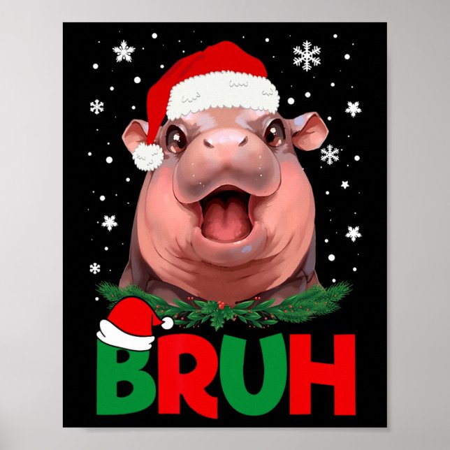 Bruh Funny Moo Deng Teens Boys Kids Christmas Paja Poster (Front)