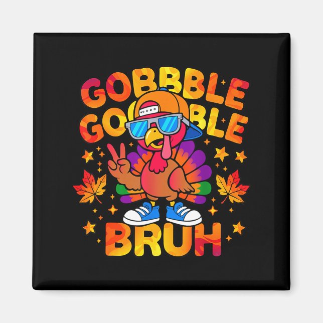 Bruh Funny Thanksgiving Turkey Gobble Outfit Boys  Magnet (Front)