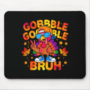 Bruh Funny Thanksgiving Turkey Gobble Outfit Boys  Mouse Pad