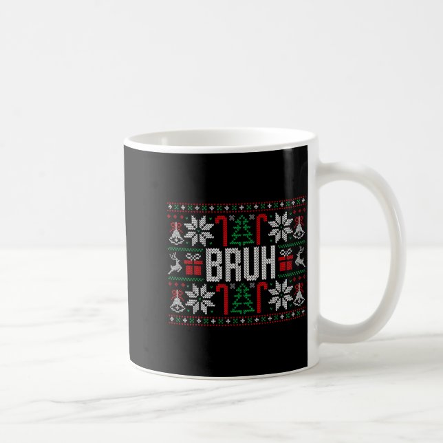 Bruh Funny Ugly Christmas Teens Boys Kids Xmas Paj Coffee Mug (Right)