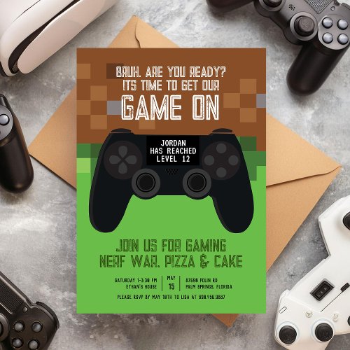 Bruh Game On Level Up Birthday Invitation