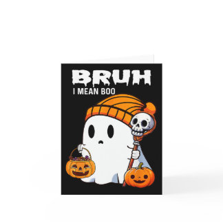 Bruh Ghost Halloween Cute Ghost Trick Or Treat Can Card