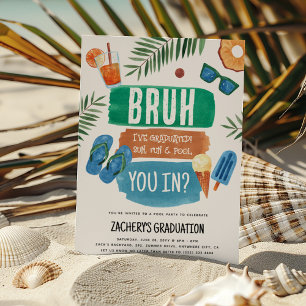 Bruh Graduation Pool Party  Invitation