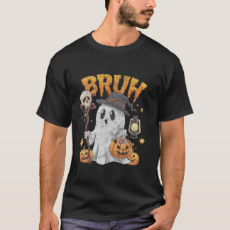 Bruh Halloween Cute Ghost Trick Or Treat Candy Kid T-Shirt