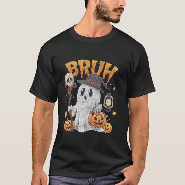 Bruh Halloween Cute Ghost Trick Or Treat Candy Kid T-Shirt (Front)