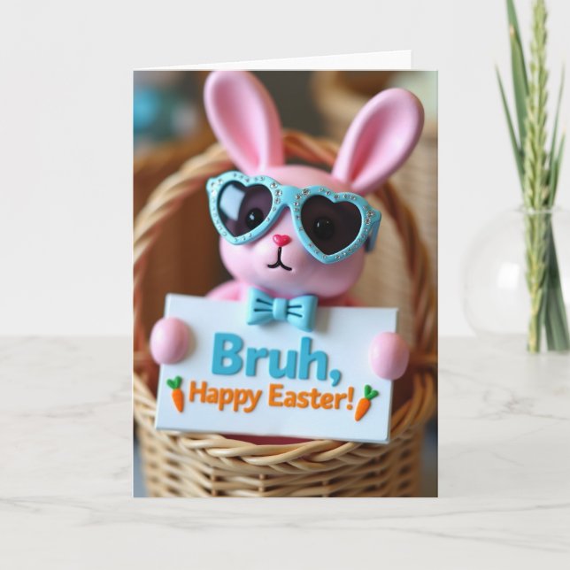 Bruh Happy Easter Bunny Friend Card (Front)
