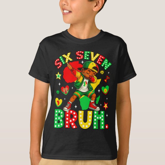 Bruh History Dabbing 67 African American Seven Bla T-Shirt (Front)