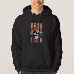 Bruh I Am 9 Unicorn Kids 9th Birthday Party Retro Hoodie