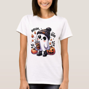 Bruh I Mean Boo Funny Ghost Jack O Lantern Coffee T-Shirt