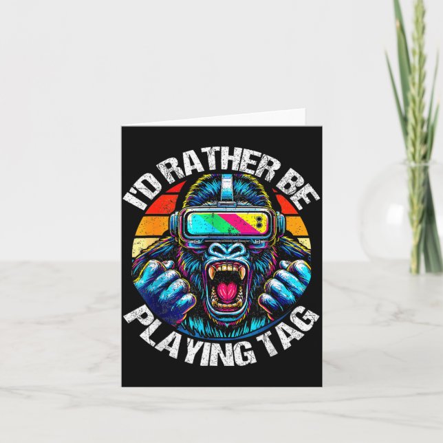 Bruh Id Be Playing Boys Man Birthday Gorilla Card (Front)
