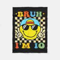 Bruh I'm 10 Years Old Blue Birthday Boys 10th Birt