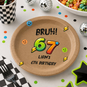 Bruh I'm 6 Not 7 Boys 6th Birthday Paper Plates