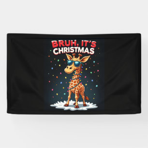 Bruh It's Christmas Giraffe Funny Dabbing Long Sle Banner