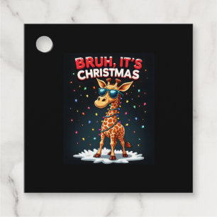 Bruh It's Christmas Giraffe Funny Dabbing Long Sle Favor Tags
