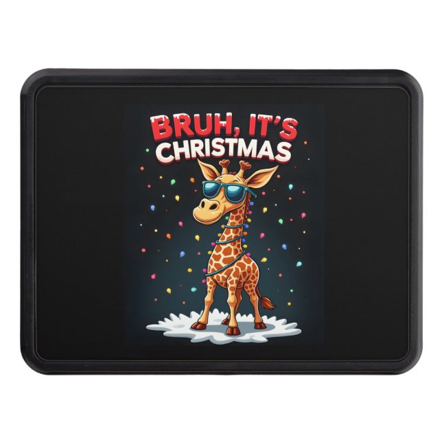 Bruh It's Christmas Giraffe Funny Dabbing Long Sle Hitch Cover (Front)