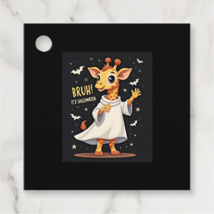 Bruh Its Halloween Funny Dabbing Ghost Giraffe Lon Favor Tags