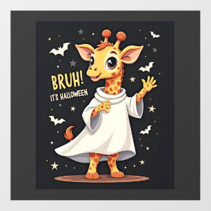 Bruh Its Halloween Funny Dabbing Ghost Giraffe Lon Floor Decals