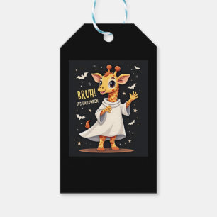 Bruh Its Halloween Funny Dabbing Ghost Giraffe Lon Gift Tags