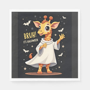 Bruh Its Halloween Funny Dabbing Ghost Giraffe Lon Napkins