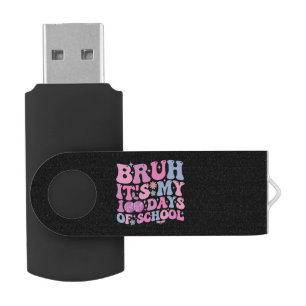 Bruh It's My 100 Days Of School Butterfly Disco Flash Drive