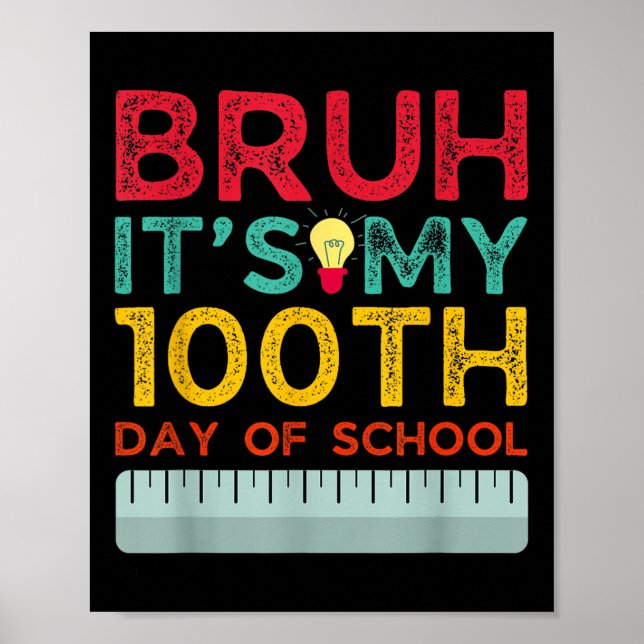 Bruh Its My 100th Day Of School 2025 Funny Bruh Ou Poster (Front)