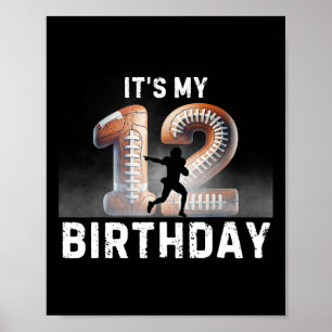 Bruh It's My 12th Birthday Football Party Football Poster