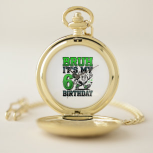 Bruh Its My 6th Birthday Soccer Boy Pocket Watch