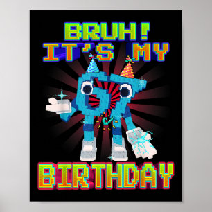 Bruh It's My Birthday 67 Six Seven 6-7 Funny Brain Poster