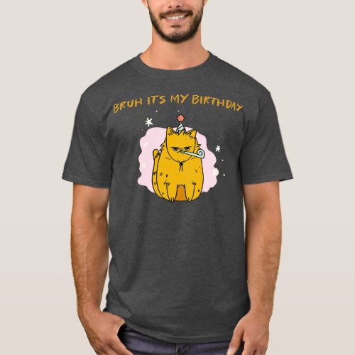 Bruh Its My Birthday Cat T_Shirt