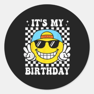 Bruh It's My Birthday Peace Sign Smile Birthday Fo Classic Round Sticker
