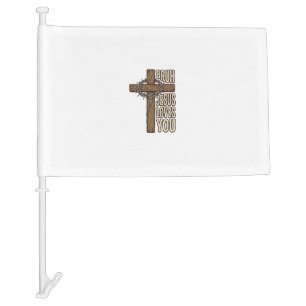 Bruh Jesus Loves You Cross Vintage Christian Vecto Car Flag