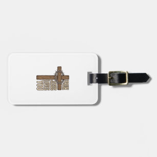 Bruh Jesus Loves You Cross Vintage Christian Vecto Luggage Tag