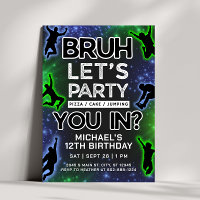 Bruh Jump Trampoline Park Glow Birthday Invitation