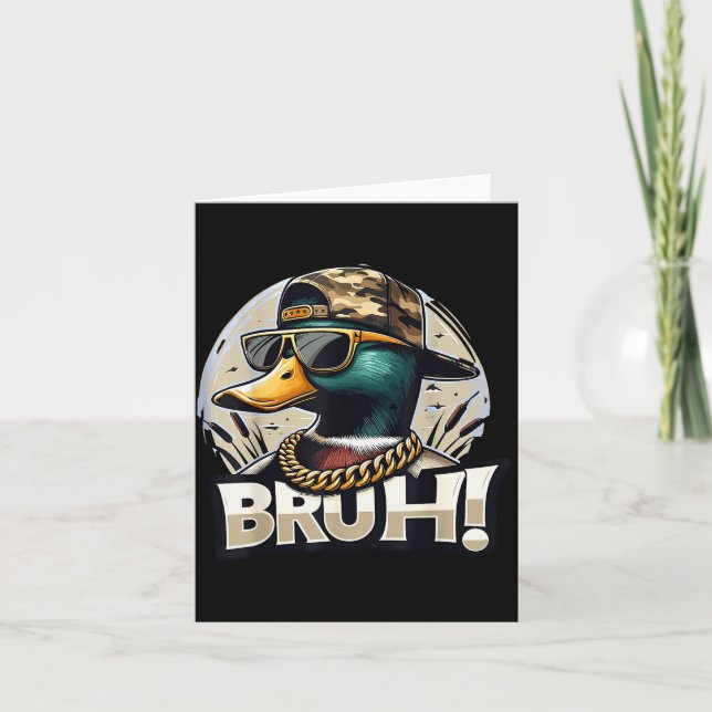 Bruh Mallard Duck Funny Duck Hunting Humor  Card (Front)